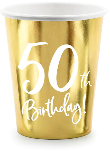 Partydeco 6 mugs brillants pour le 50ème anniversaire 220 ml