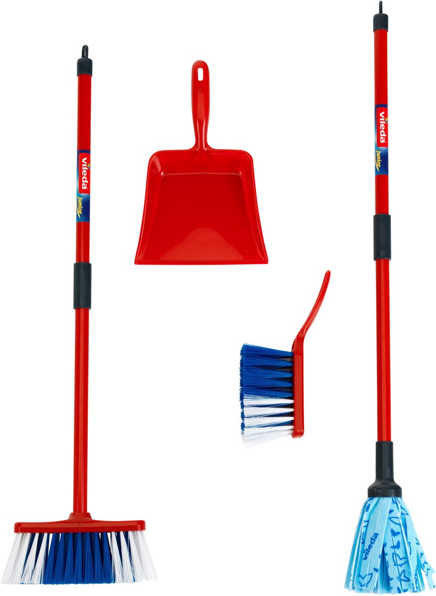 Klein toys – vileda vloerwisserset - met vloerwisser, bezem en stoffer en blik