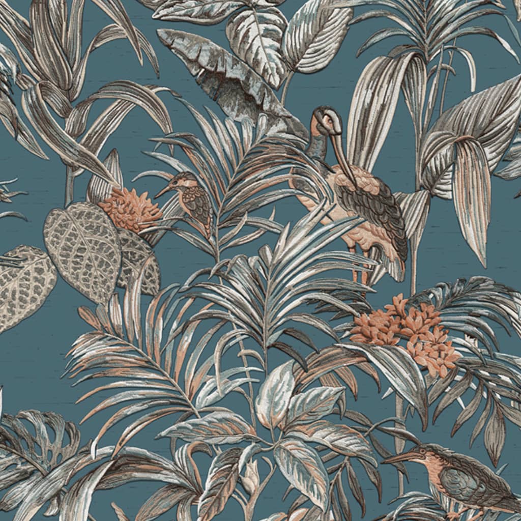 Papier peint Dutch wallcoverings oiseau de paradis bleu