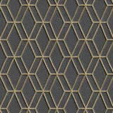 Papier peint Dutch wallcoverings hexagonal noir et or