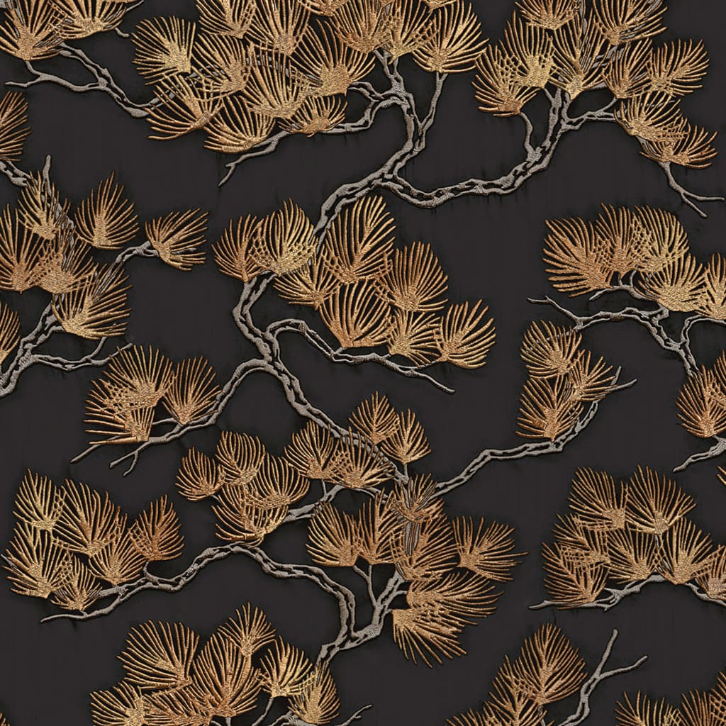 Dutch wallcoverings dutch wallcoverings behang pine tree zwart en goudkleurig