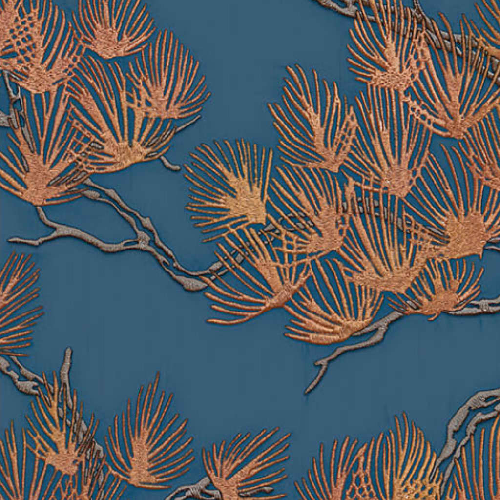 Dutch wallcoverings dutch wallcoverings behang pine tree goudkleurig en blauw