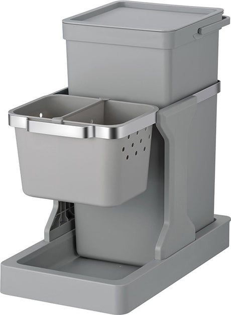 Poubelle Eko 20+4l gris déco encastrable