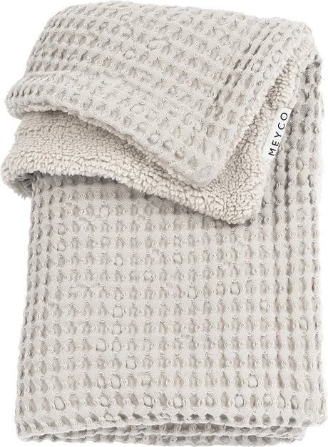 Couverture de berceau en peluche gaufrée Meyco - grège - 100x150cm - 2,0 tog