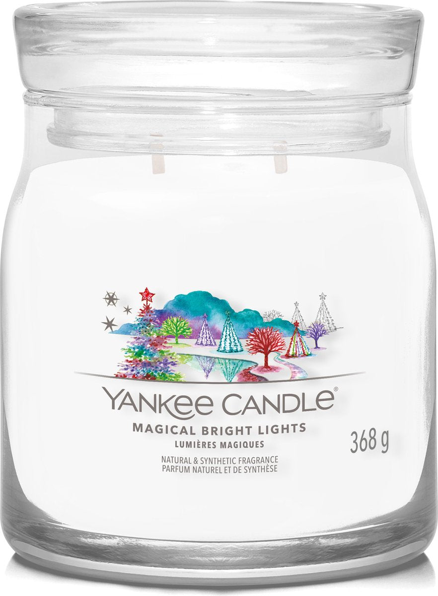 Bougie Yankee - bougie parfumée moyenne aux lumières vives magiques - 50 heures de combustion - 2 mèches