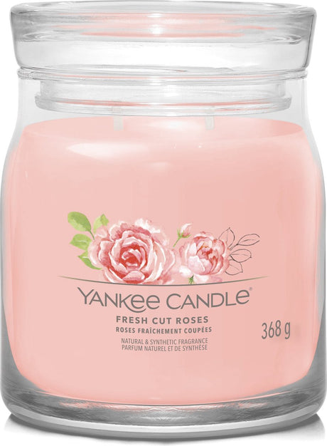 Bougie Yankee - bougie parfumée moyenne roses fraîchement coupées - 50 heures de combustion - 2 mèches