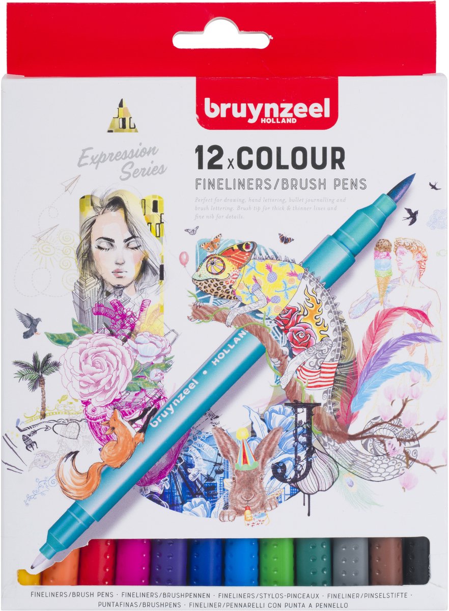 Ensemble de stylos pinceaux Bruynzeel 12 couleurs