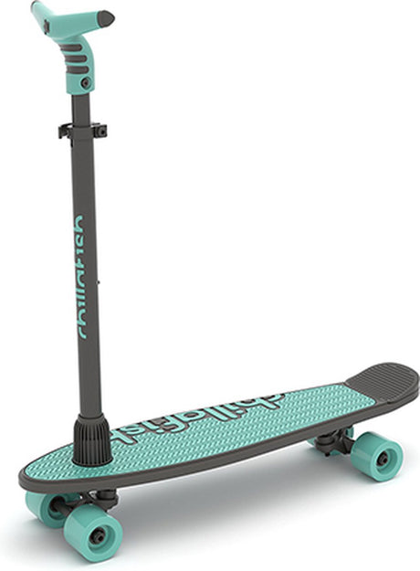 Chillafish skateboard et trottinette 2 en 1 - trottinette enfant transformable en skateboard - bleu vert - garçons et filles à partir de 3 ans - guidon réglable - modèle skatieskootie 2
