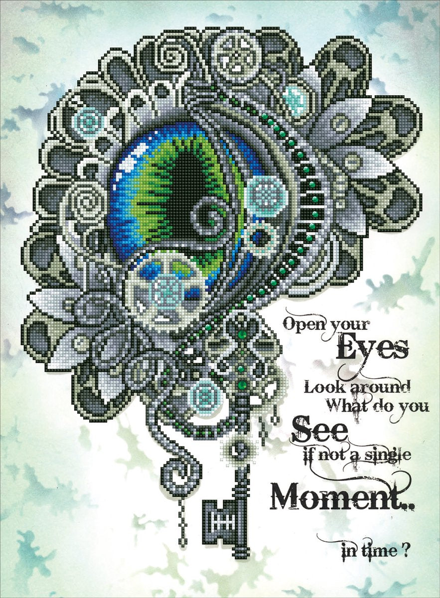 Diamond dotz® - peinture diamant adultes - mandala avec oeil 57 x 42cm - pierres rondes - paquet complet