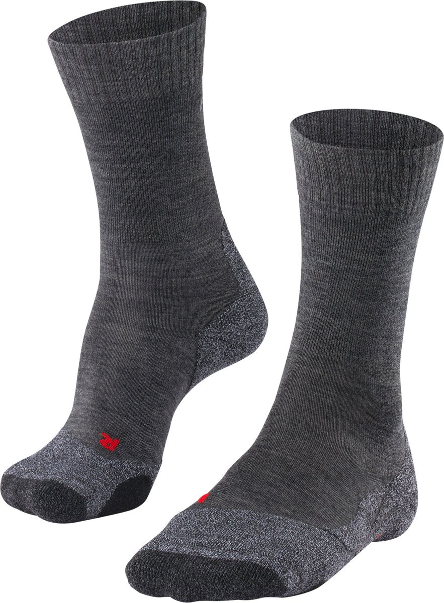 Falke tk2 chaussettes de marche en laine épaisse anti-ampoules en matériau fonctionnel hommes gris - taille 42-43