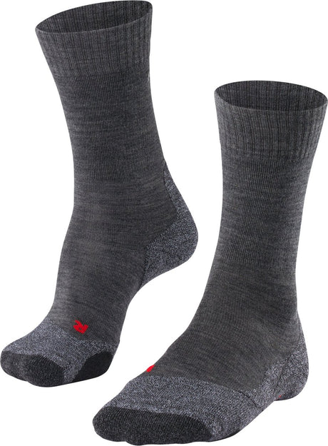 Falke tk2 chaussettes de marche en laine épaisse anti-ampoules en matériau fonctionnel hommes gris - taille 42-43