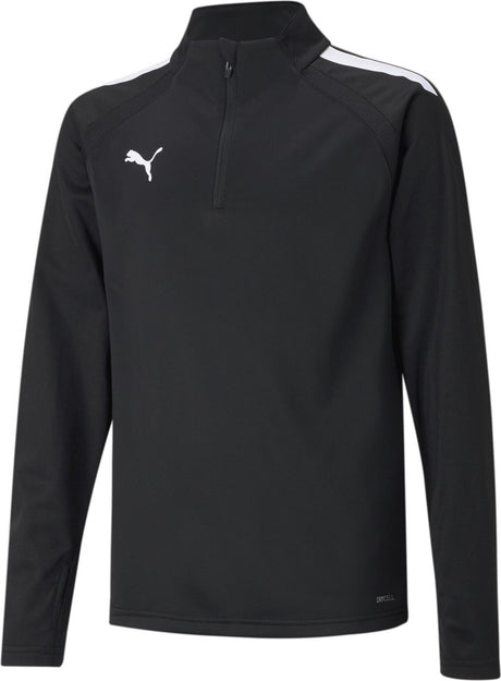 Puma teamliga 1 4 zip top jr maillot de sport unisexe - noir-blanc