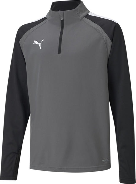 Puma teamliga 1 4 zip top jr chemise de sport unisexe - perle fumée - blanc
