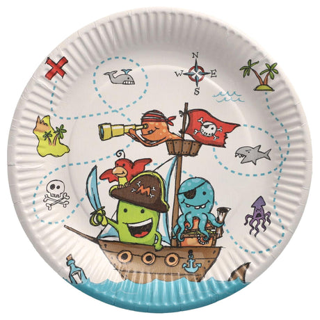 Papstar lot de 10 assiettes équipage pirate carton Ø23cm