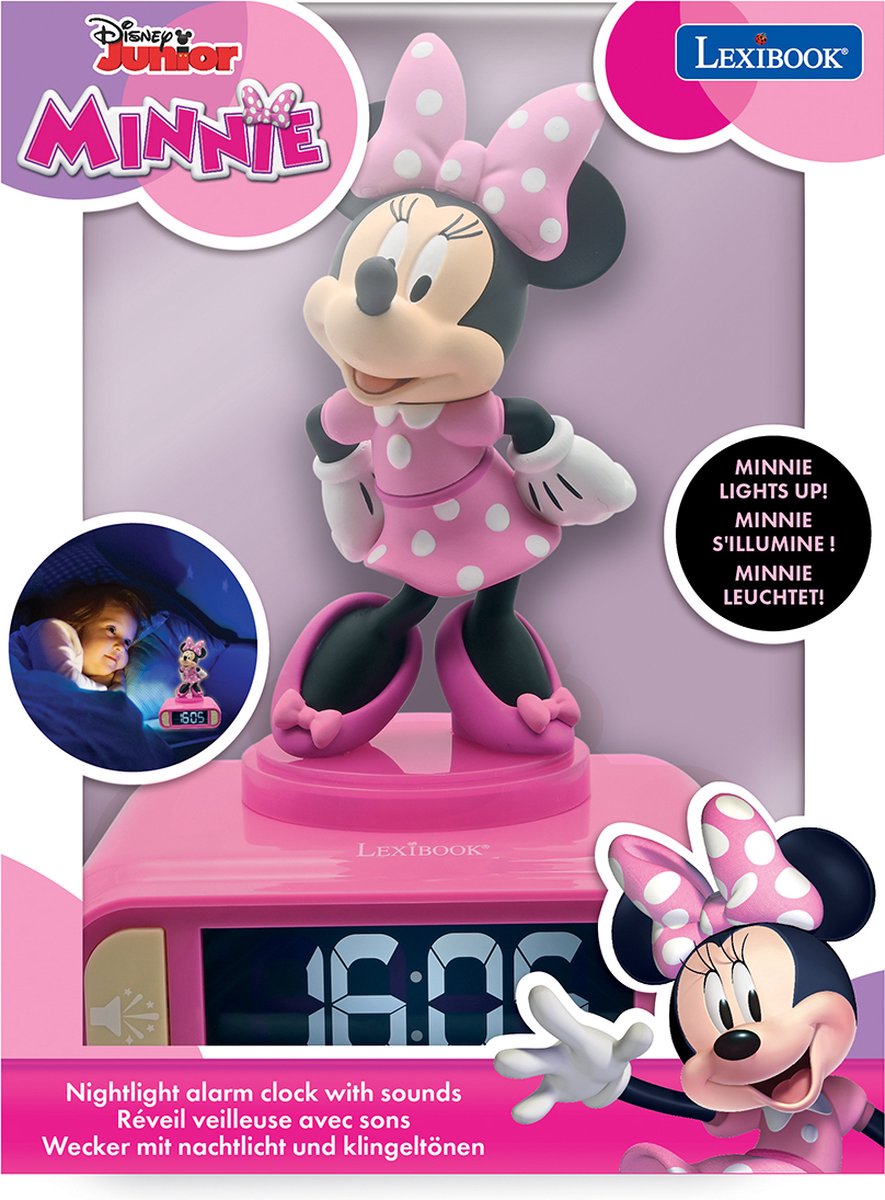 Réveil numérique Lexibook avec veilleuse et effets sonores Minnie 3D
