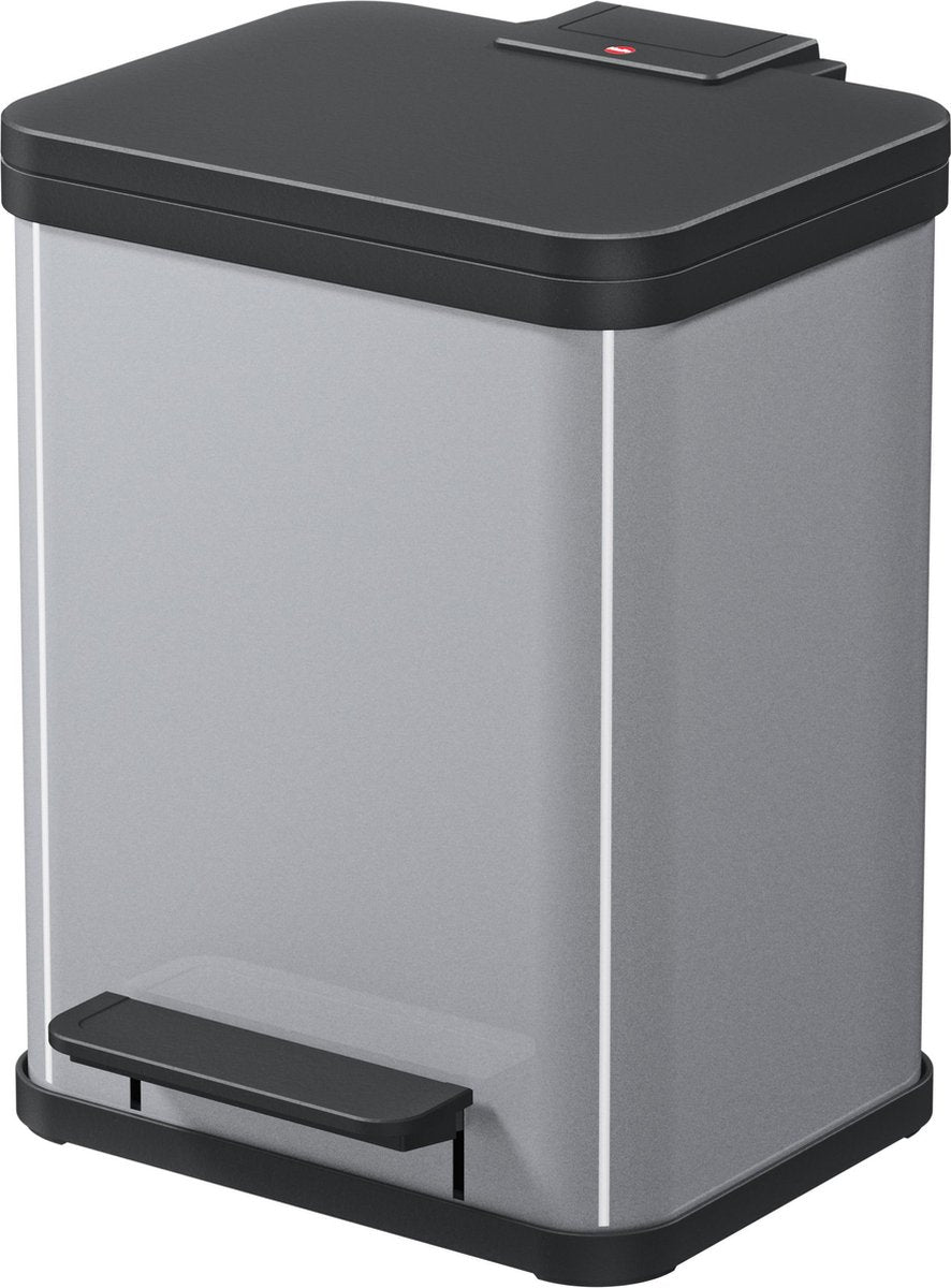 Hailo öko duo plus poubelle à pédale 2x9l gris métallisé