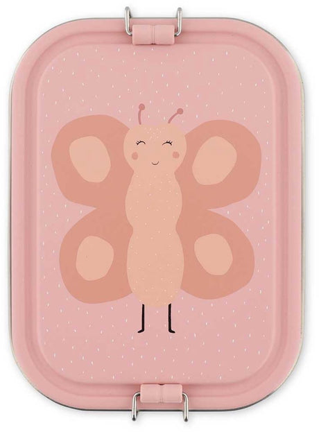 Trixie | grande boîte à pain - mrs. papillon - boîte à lunch rsv pour enfants - facile à ouvrir - boîte à lunch - 2 compartiments - rose