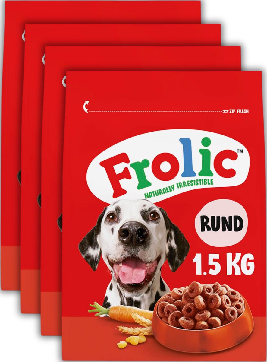 Croquettes pour chiens Frolic - nourriture sèche complète - bœuf - 4x1,5kg