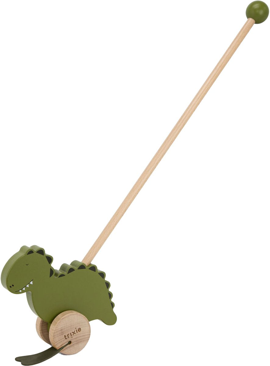 Bâton poussoir en bois Trixie - mr. dino - jouets pour enfants - à partir de 1,5 ans - pour garçons et filles - fsc