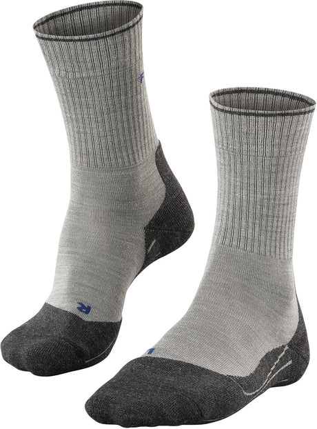 Falke tk2 explore laine soie rembourrage moyen laine matériau fonctionnel chaussettes de marche femme gris - taille 35-36