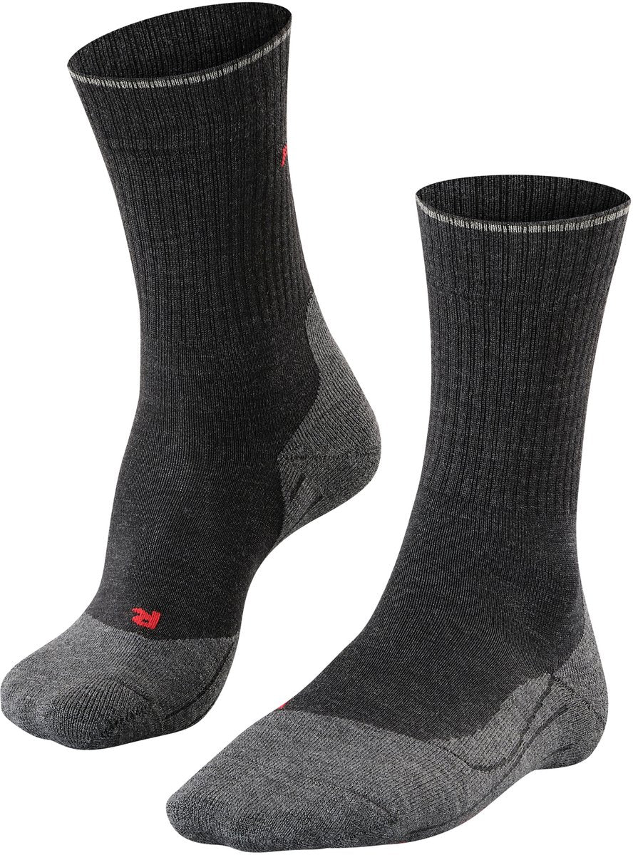 Falke tk2 explore laine soie rembourrage moyen laine matériau fonctionnel chaussettes de randonnée hommes gris - taille 46-48
