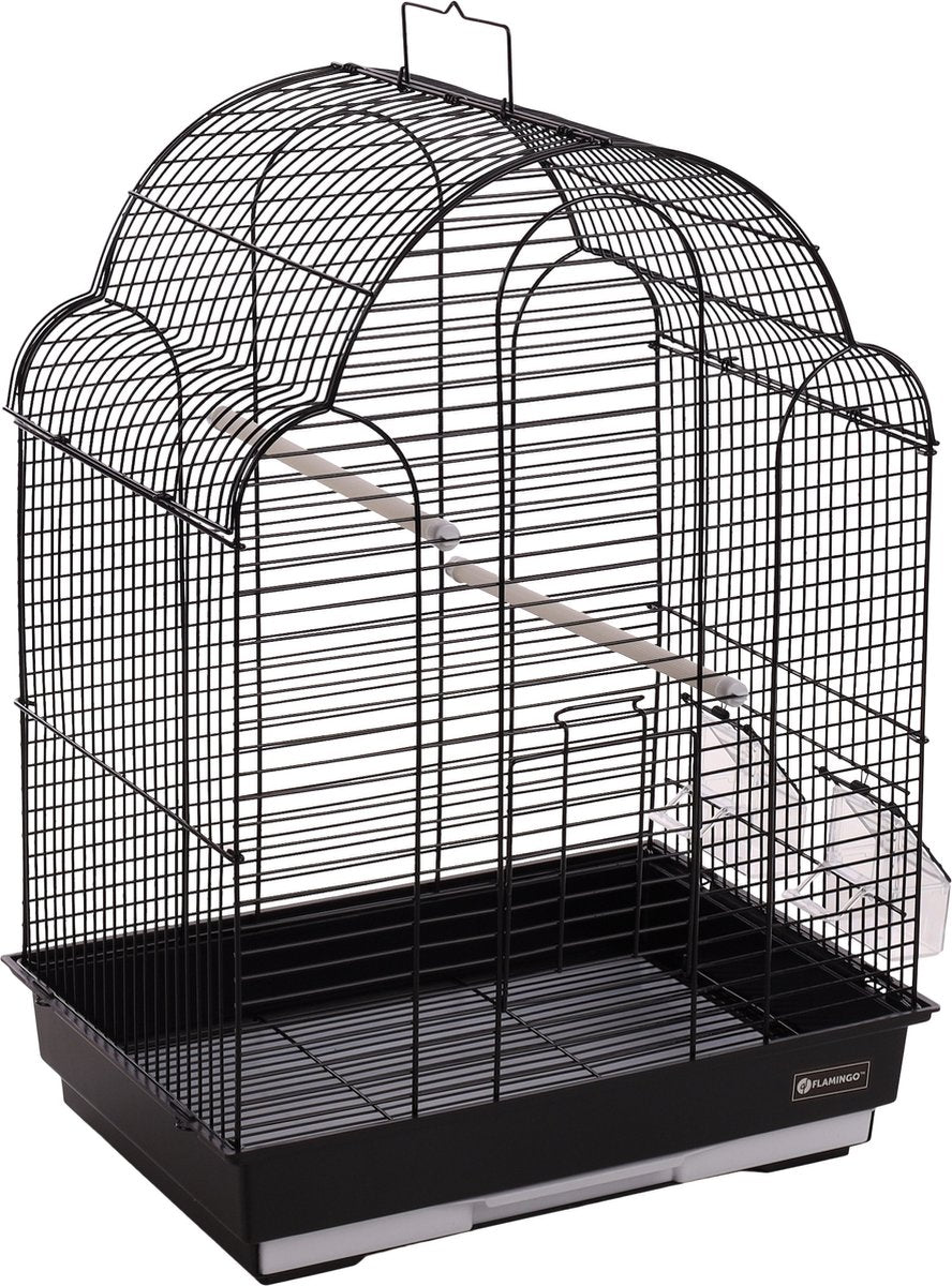 Cage à oiseaux Flamingo – cage à perruches bali noir 42x30x57,5cm – cage en métal élégante avec accessoires pour perruches
