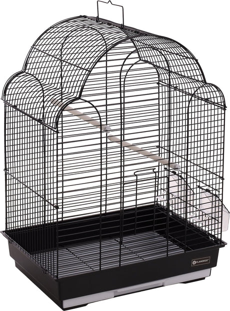 Cage à oiseaux Flamingo – cage à perruches bali noir 42x30x57,5cm – cage en métal élégante avec accessoires pour perruches