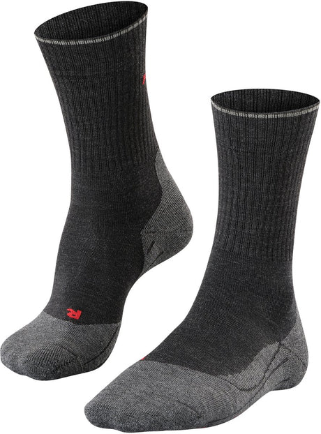 Falke tk2 explore laine soie rembourrage moyen laine matériau fonctionnel chaussettes de randonnée hommes gris - taille 44-45
