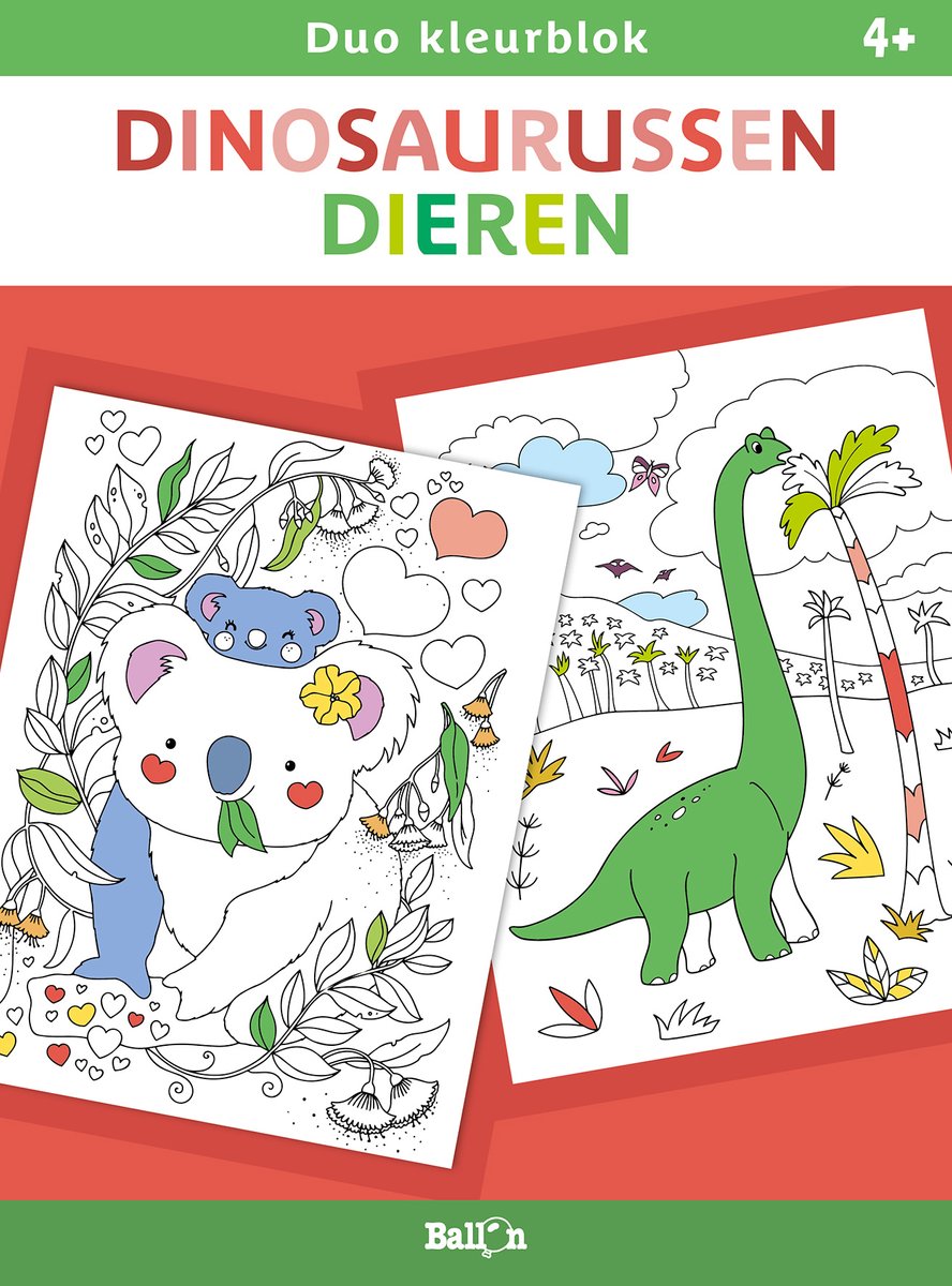 Duo de ballons color block, dinosaure et animaux. 4+