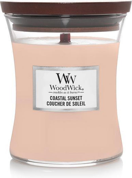 Bougie parfumée moyenne Woodwick Hourglass - Coucher de soleil côtier - 60 heures de combustion
