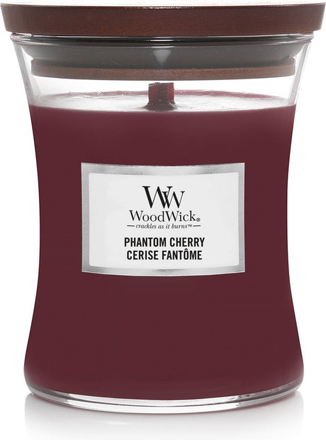 Bougie parfumée moyenne Woodwick Hourglass - Cerise fantôme - 60 heures de combustion