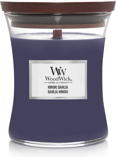 Bougie parfumée Woodwick Hourglass Medium - Hinoki Dahlia - 60 heures de combustion