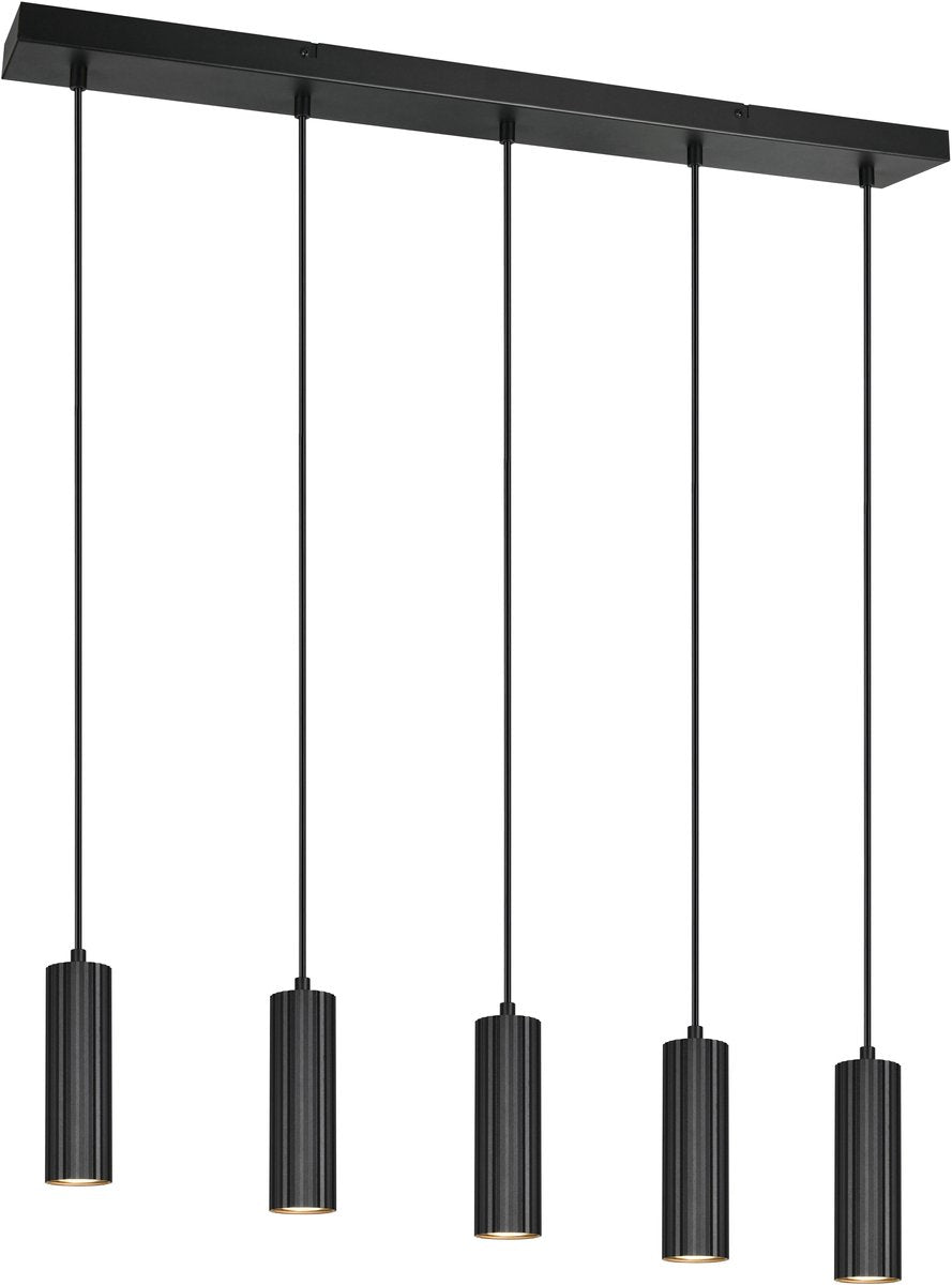 Trio soka - lampe suspendue - noir mat - excl. 5x gu10 5 w - montage au plafond - réglable en hauteur