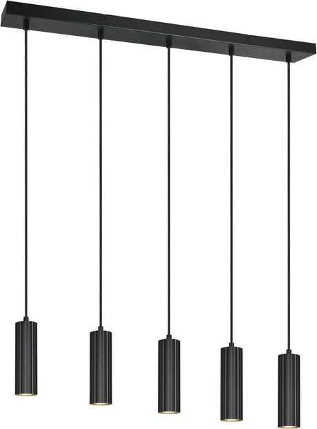 Trio soka - lampe suspendue - noir mat - excl. 5x gu10 5 w - montage au plafond - réglable en hauteur