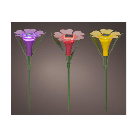 Lumineo lampe solaire enfichable fleur plastique ø10xh30cm