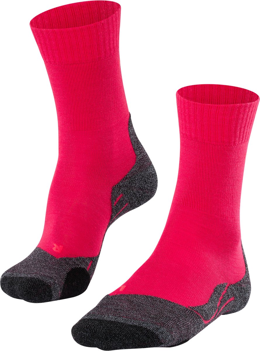 Falke tk2 anti-ampoules laine épaisse matériau fonctionnel chaussettes de randonnée femme rouge - taille 41-42