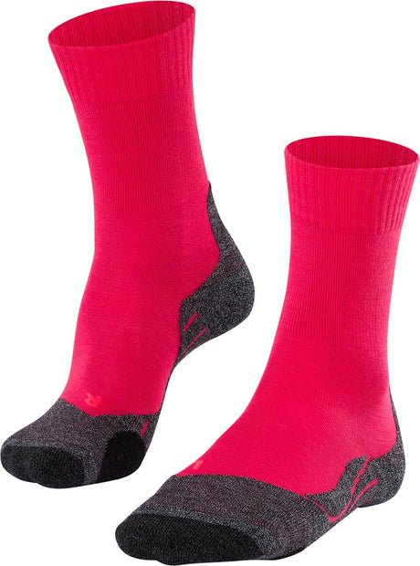 Falke tk2 anti-ampoules laine épaisse matériau fonctionnel chaussettes de randonnée femme rouge - taille 41-42