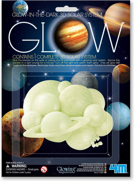 4m glow in the dark stickers - zonnestelsel - 1 volledig planetenstelsel - muurdecoratie kids - 3 jaar