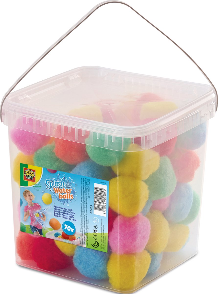 Ses creative 02405 - beaucoup de boules anti-éclaboussures - 70 ballons d'eau réutilisables dans un seau - utilisez le seau pour remplir vos boules d'eau