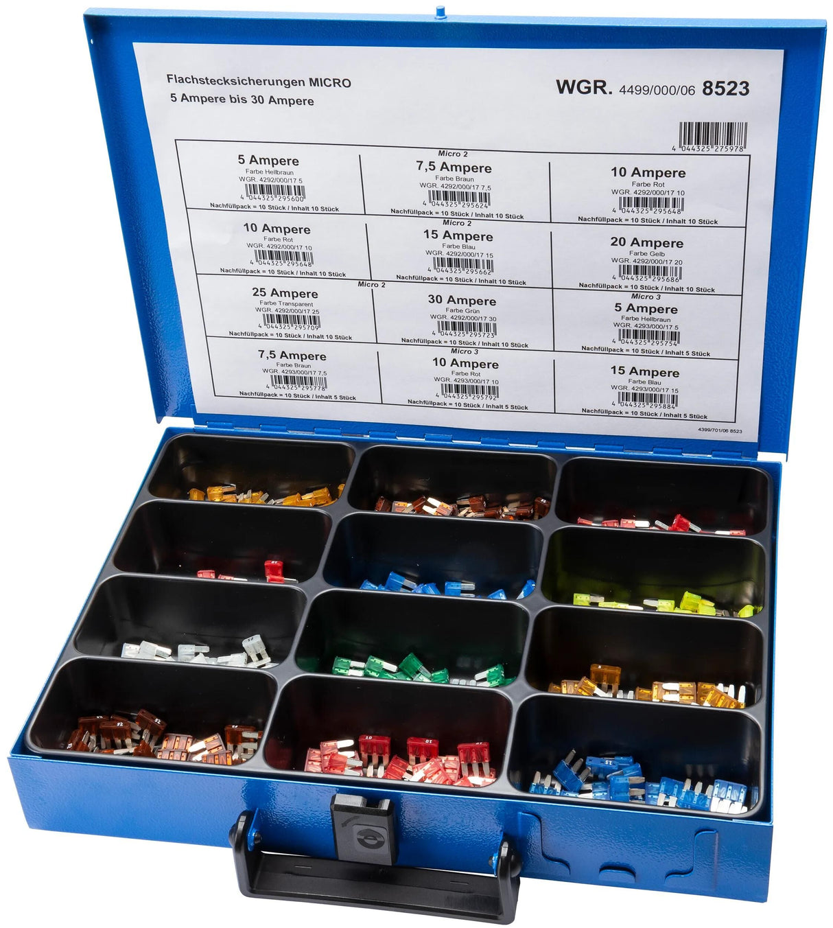 Assortiment de fusibles Dresselhaus fiche banane 8523 fusibles à lame assortis. micro 2+3