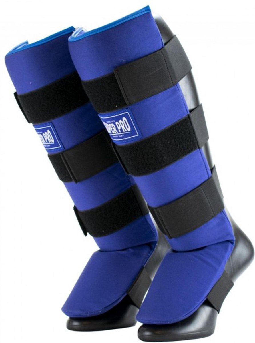 Super pro combat gear scheenbeschermer savior blauw wit medium