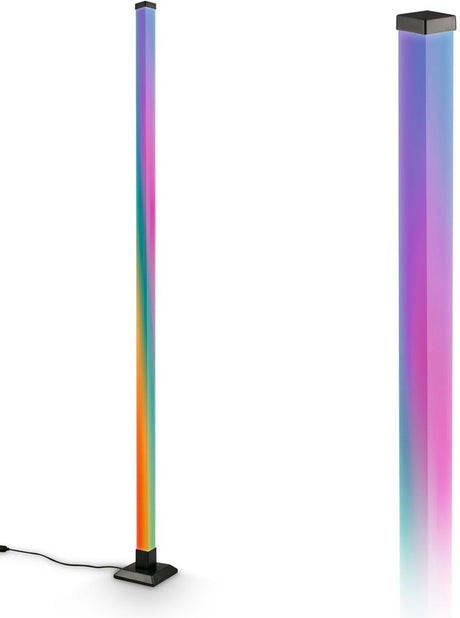 B.k.licht briloner flash - lampadaire rgb ic - dimmable - avec télécommande - changement de couleur dynamique couleur de lumière blanc neutre - fonction musique - lampadaire noir - lumière colorée - h: 150 cm