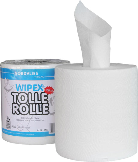 Nordvlies papier de nettoyage wipex tolle rolle serviette blanc 100m wipex great roller