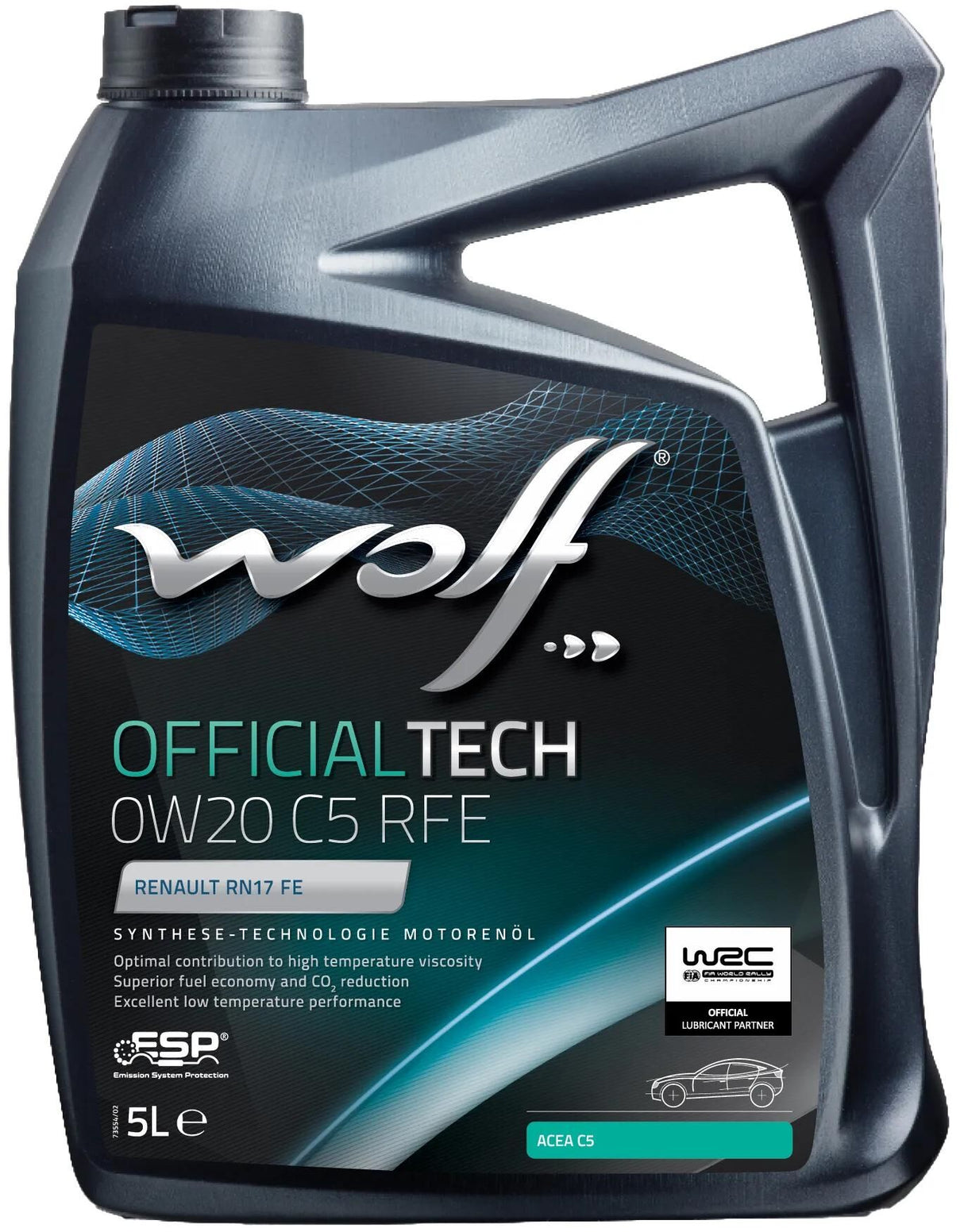 Huile moteur Wolf OfficialTech C5 RFE. huile moteur 0w20 5l off.tech c5 rfe