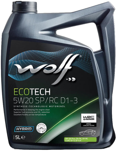 Huile moteur Wolf ecotech sp rc d1-3 . huile moteur 5w20 5l ecotech sp rc d1-3