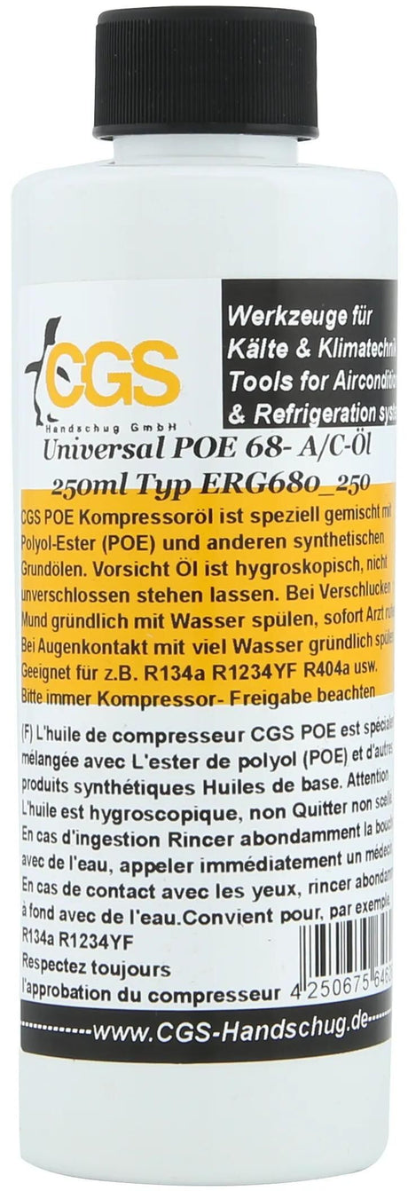 Huile de compresseur de climatisation Cgs, huile réfrigérante uni 250ml pour tous les réfrigérants