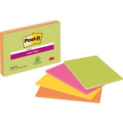 Post-it meeting notes super sticky, 149 x 200 mm, 4 blokken van 45 blaadjes in 4 kleuren