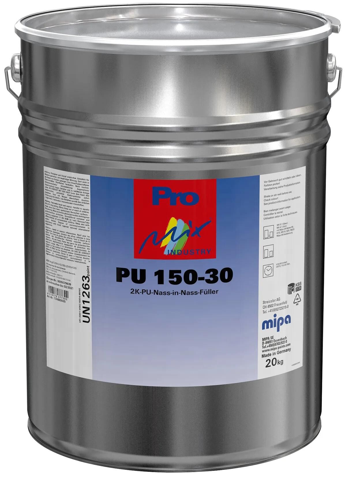 Mastic Mipa pour apprêt PU 150-30. Remplisseur 2k-pu pu 150-30 pro mix indust. 20 kg