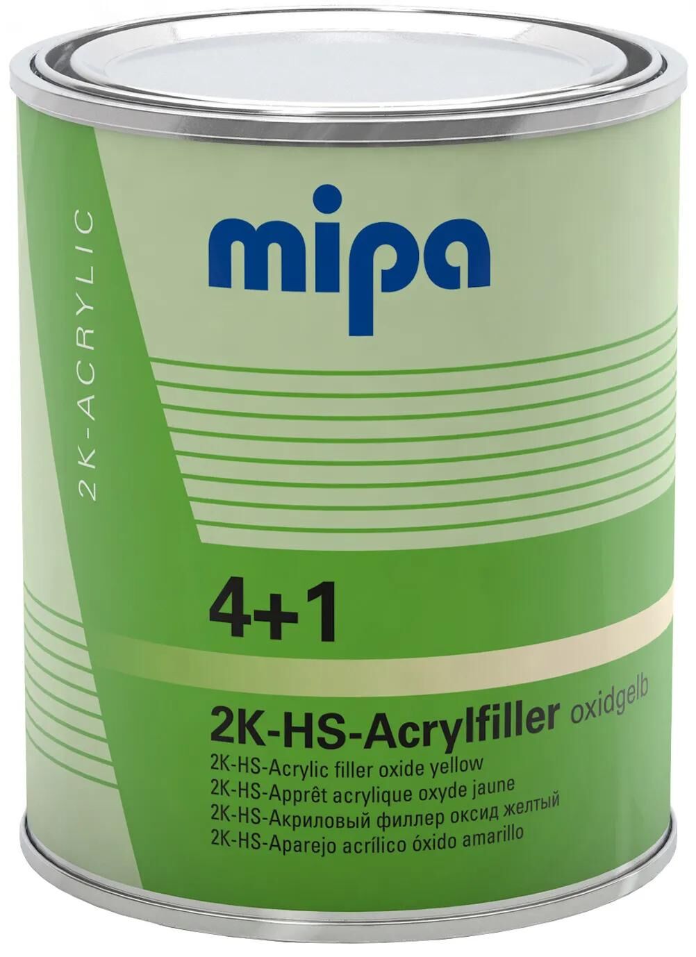 Mastic acrylique Mipa 4+1 hs 4+1 filtre acrylique hs 1l jaune oxyd