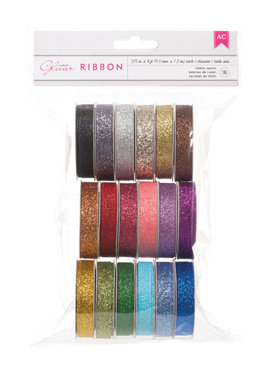 Artisanat américain • Pack économique de ruban à paillettes, 18 bobines